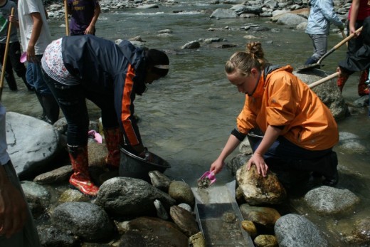 Chercheur d’or dans une rivière en Suisse